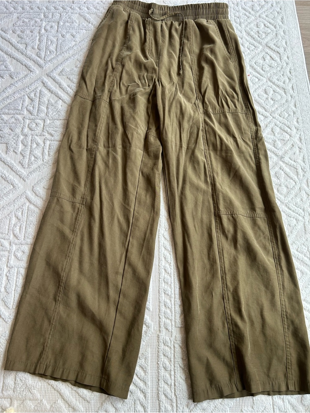Olive Green Relaxed Drawstring Pants